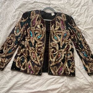 Sequins!!! Paisley- Black and Gold Women's Jacket